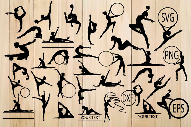 Gymnasts Silhouettes, Gymnastic Monogram Frames SVG Yuliya 