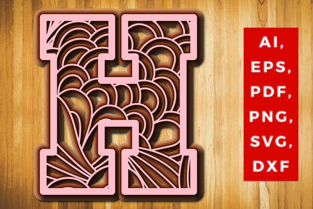 H Layered Floral Alphabet SVG cut file, laser cut alphabet, mandala alphabet, 5 layer SVG MD JOYNAL ABDIN 