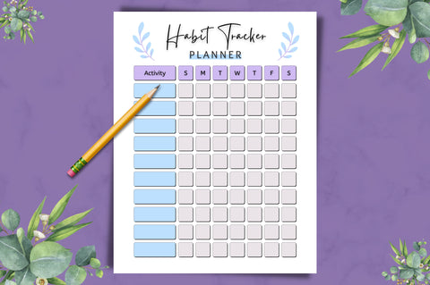 Habit Tracker Printable Canva Template Digital Pattern FloridPrintables 