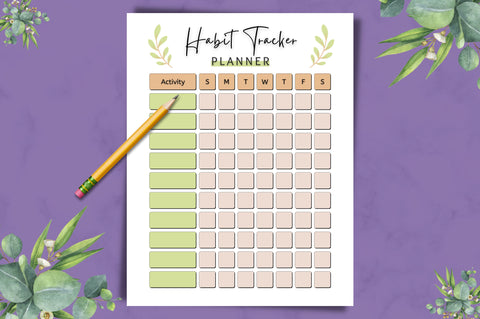Habit Tracker Printable Canva Template Digital Pattern FloridPrintables 
