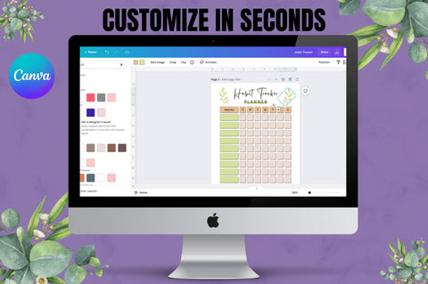 Habit Tracker Printable Canva Template Digital Pattern FloridPrintables 