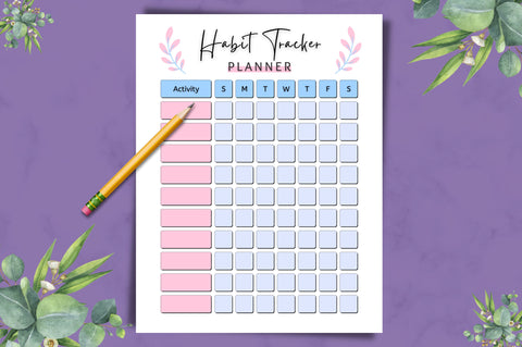 Habit Tracker Printable Canva Template Digital Pattern FloridPrintables 