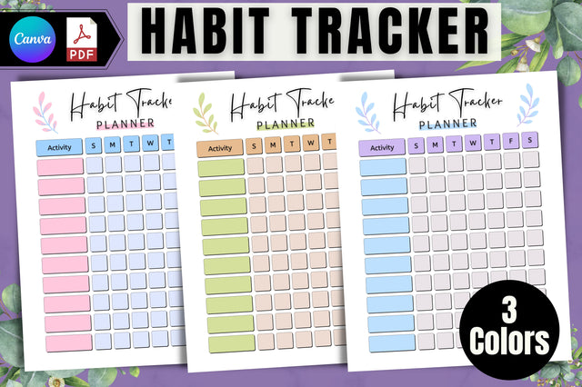 Habit Tracker Printable Canva Template Digital Pattern FloridPrintables 