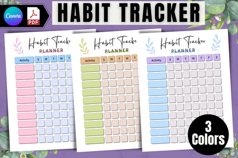 Habit Tracker Printable Canva Template Digital Pattern FloridPrintables 