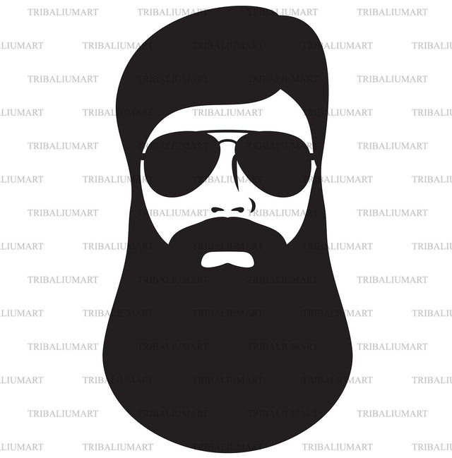 Hair Beard Mustache with aviator sunglasses SVG TribaliumArtSF 
