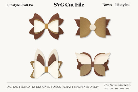 Hair Bow Bundle SVG, Hair Bows Template, Cricut Cut SVG Lifestyle Craft Co 