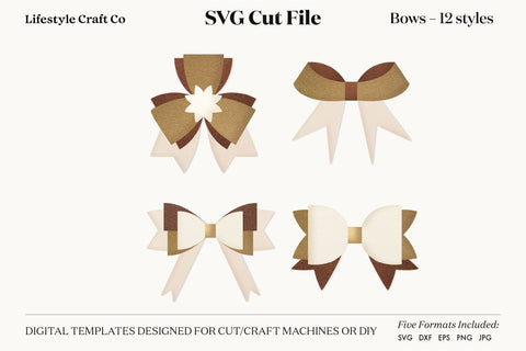 Hair Bow Bundle SVG, Hair Bows Template, Cricut Cut SVG Lifestyle Craft Co 