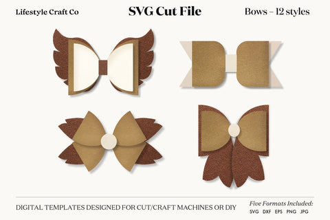 Hair Bow Bundle SVG, Hair Bows Template, Cricut Cut SVG Lifestyle Craft Co 