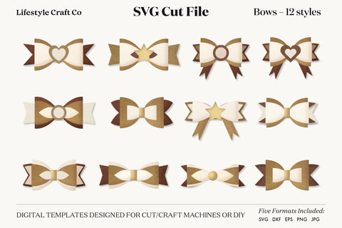 Hair Bow Bundle SVG, Hair Bows Template, Cricut Cut SVG Lifestyle Craft Co 