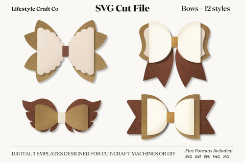 Hair Bow Bundle SVG, Hair Bows Template, Cricut Cut SVG Lifestyle Craft Co 