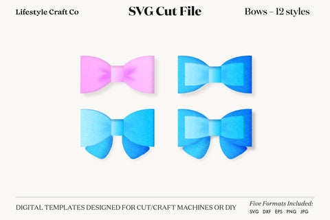Hair Bow Bundle SVG, Hair Bows Template, Cricut Cut SVG Lifestyle Craft Co 