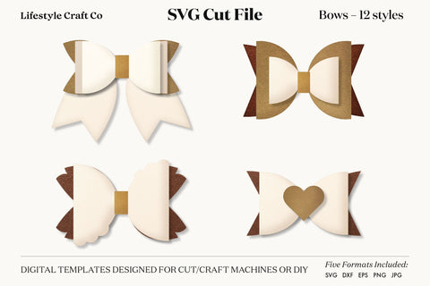 Hair Bow Bundle SVG, Hair Bows Template, Cricut Cut SVG Lifestyle Craft Co 