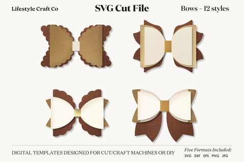 Hair Bow Bundle SVG, Hair Bows Template, Cricut Cut SVG Lifestyle Craft Co 