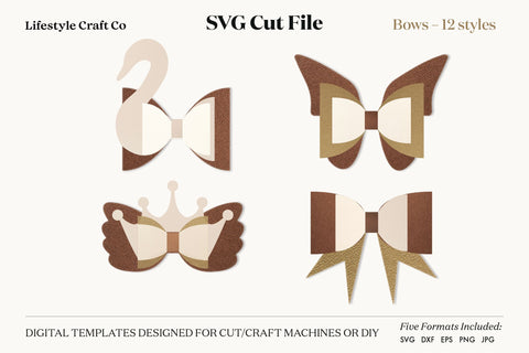 Hair Bow Bundle SVG, Hair Bows Template, Cricut Cut SVG Lifestyle Craft Co 