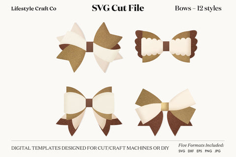 Hair Bow Bundle SVG, Hair Bows Template, Cricut Cut SVG Lifestyle Craft Co 