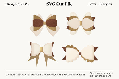 Hair Bow Bundle SVG, Hair Bows Template, Cricut Cut SVG Lifestyle Craft Co 
