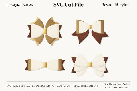Hair Bow Bundle SVG, Hair Bows Template, Cricut Cut SVG Lifestyle Craft Co 