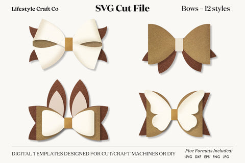 Hair Bow Bundle SVG, Hair Bows Template, Cricut Cut SVG Lifestyle Craft Co 