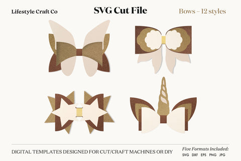 Hair Bow Bundle SVG, Hair Bows Template, Cricut Cut SVG Lifestyle Craft Co 