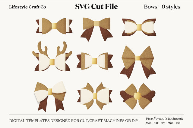 Hair Bow Bundle SVG, Hair Bows Template, Cricut Cut SVG Lifestyle Craft Co 