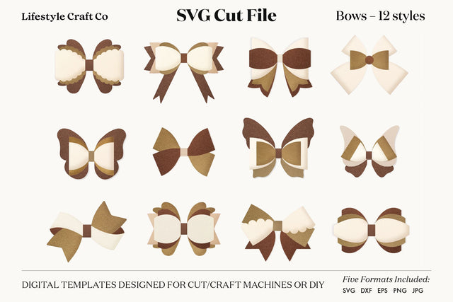 Hair Bow Bundle SVG, Hair Bows Template, Cricut Cut SVG Lifestyle Craft Co 