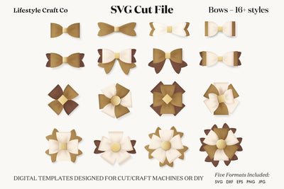 Hair Bow Bundle SVG, Hair Bows Template, Cricut Cut SVG Lifestyle Craft Co 