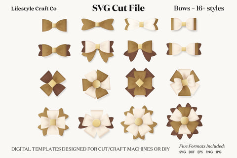 Hair Bow Bundle SVG, Hair Bows Template, Cricut Cut SVG Lifestyle Craft Co 