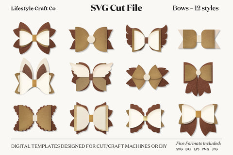 Hair Bow Bundle SVG, Hair Bows Template, Cricut Cut SVG Lifestyle Craft Co 
