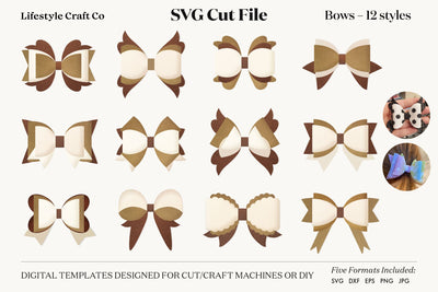 Hair Bow Bundle SVG, Hair Bows Template, Cricut Cut SVG Lifestyle Craft Co 