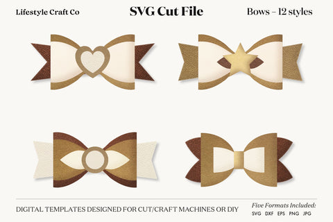 Hair Bow Bundle SVG, Hair Bows Template, Cricut Cut SVG Lifestyle Craft Co 