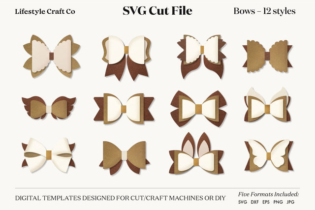 Hair Bow Bundle SVG, Hair Bows Template, Cricut Cut SVG Lifestyle Craft Co 