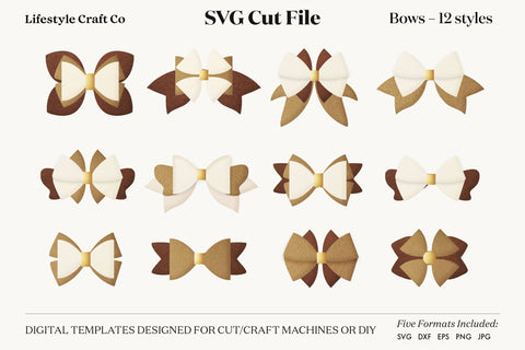 Hair Bow Bundle SVG, Hair Bows Template, Cricut Cut SVG Lifestyle Craft Co 