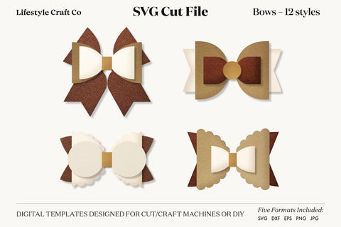 Hair Bow Bundle SVG, Hair Bows Template, Cricut Cut SVG Lifestyle Craft Co 