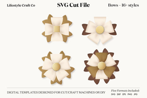 Hair Bow Bundle SVG, Hair Bows Template, Cricut Cut SVG Lifestyle Craft Co 