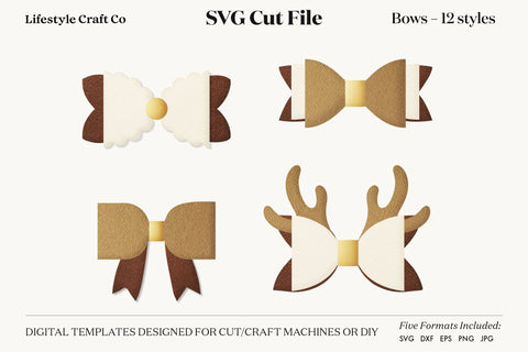 Hair Bow Bundle SVG, Hair Bows Template, Cricut Cut SVG Lifestyle Craft Co 