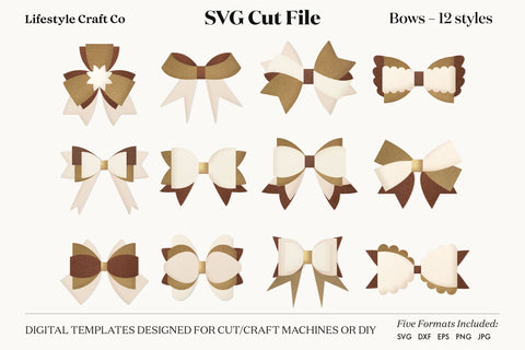 Hair Bow Bundle SVG, Hair Bows Template, Cricut Cut SVG Lifestyle Craft Co 