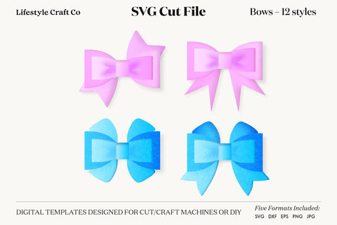 Hair Bow Bundle SVG, Hair Bows Template, Cricut Cut SVG Lifestyle Craft Co 