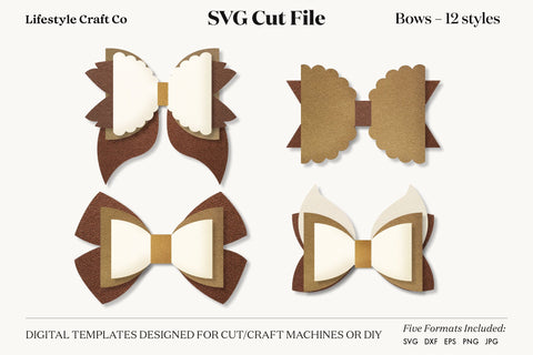 Hair Bow Bundle SVG, Hair Bows Template, Cricut Cut SVG Lifestyle Craft Co 