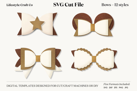 Hair Bow Bundle SVG, Hair Bows Template, Cricut Cut SVG Lifestyle Craft Co 