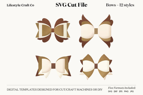 Hair Bow Bundle SVG, Hair Bows Template, Cricut Cut SVG Lifestyle Craft Co 