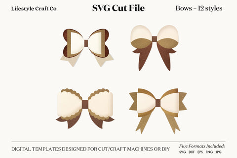 Hair Bow Bundle SVG, Hair Bows Template, Cricut Cut SVG Lifestyle Craft Co 