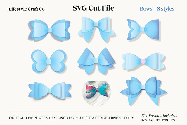Hair Bow Bundle SVG, Hair Bows Template, Cricut Cut SVG Lifestyle Craft Co 