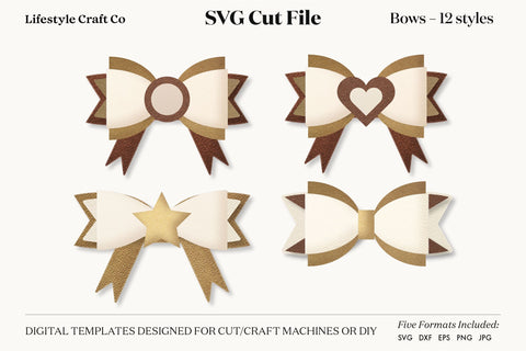Hair Bow Bundle SVG, Hair Bows Template, Cricut Cut SVG Lifestyle Craft Co 
