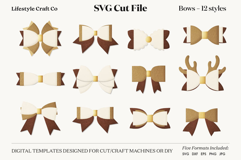Hair Bow Bundle SVG, Hair Bows Template, Cricut Cut SVG Lifestyle Craft Co 