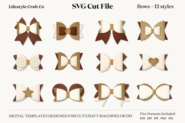 Hair Bow Bundle SVG, Hair Bows Template, Cricut Cut SVG Lifestyle Craft Co 