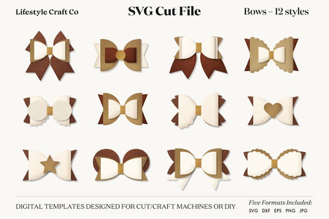 Hair Bow Bundle SVG, Hair Bows Template, Cricut Cut SVG Lifestyle Craft Co 