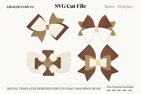 Hair Bow Bundle SVG, Hair Bows Template, Cricut Cut SVG Lifestyle Craft Co 