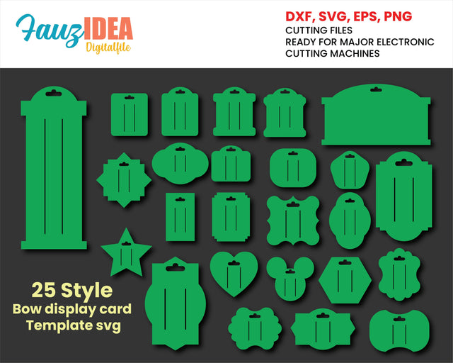 Hair bow card svg, Hair bow card template, Bow display card svg, Headband card svg, Hair clip card svg, Bow card cut file, Bow card cricut SVG Fauz 