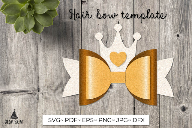 Hair bow template svg with crown SVG Olga Boat Design 