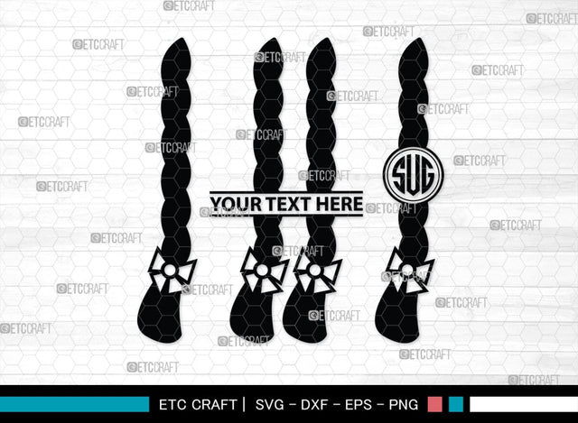 Hair Braided Monogram, Hair Braided Silhouette, Hair Braided SVG, Braided Svg, Braided Hair Svg, Fashion Svg, SB00195 SVG ETC Craft 